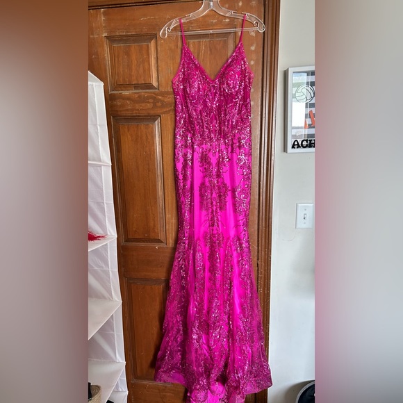 Cinderella Divine Hot Pink Prom Dress - Picture 2 of 7